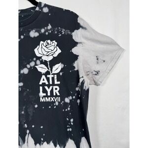 Grunge Emo All Time Low Black Grey Bleach Tie Dye T-Shirt Mens M LYR MMXVII Tee